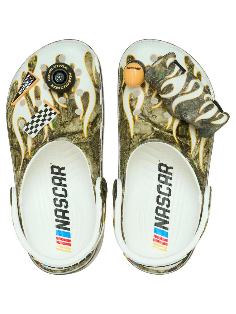 NASCAR Realtree Men's 13 Camo Crocs Classic Clog w/ Jibbitz charms Allover
